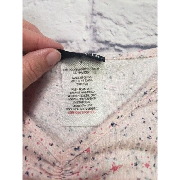 Kidtopia Girls Size 7 Pink Splatter Ruched Front Short-Sleeve Shirt & Short Set - Picture 3 of 8